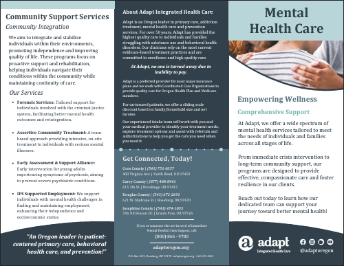 Mental health trifold brochure